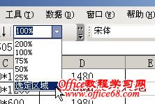 在Excel2003中放大或缩小选定的区域2