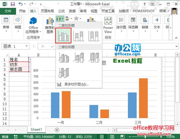 Excel2013簇状柱形图 图表制作实例教程1