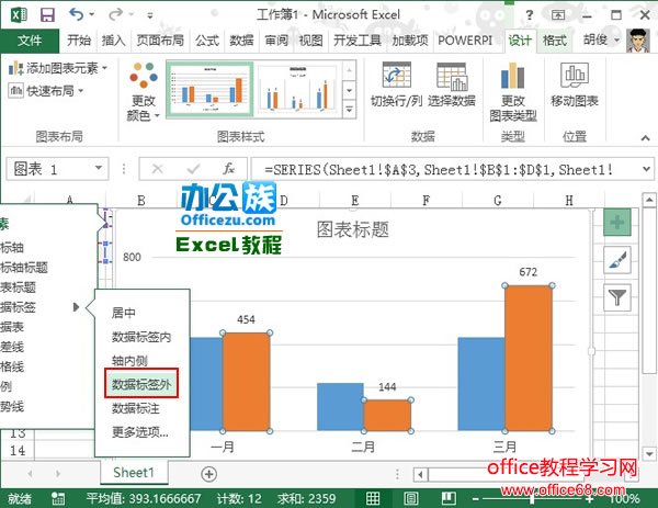 Excel2013簇状柱形图 图表制作实例教程7