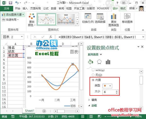 Excel2013业绩趋势图图表制作实例教程6