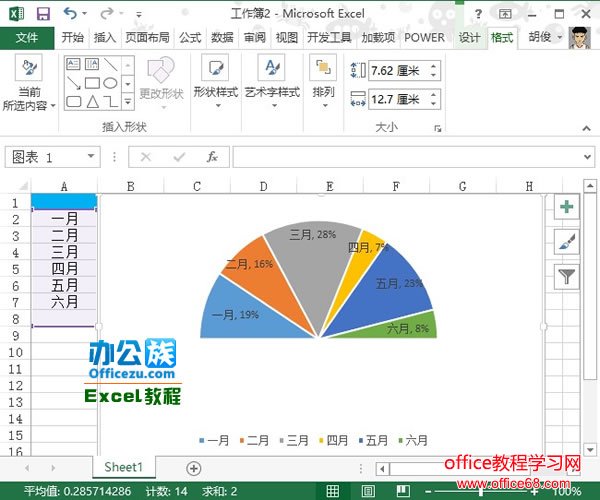 Excel2013半圆饼图图表制作实例教程10