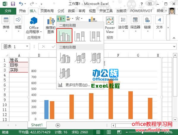 Excel2013目标线柱形图图表制作实例教程1