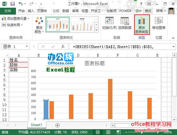 Excel2013目标线柱形图图表制作实例教程2