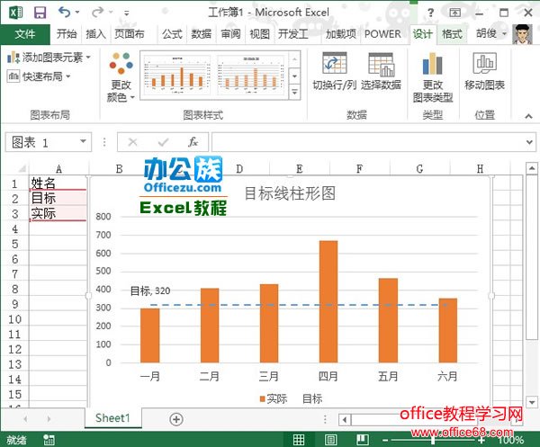 Excel2013目标线柱形图图表制作实例教程11