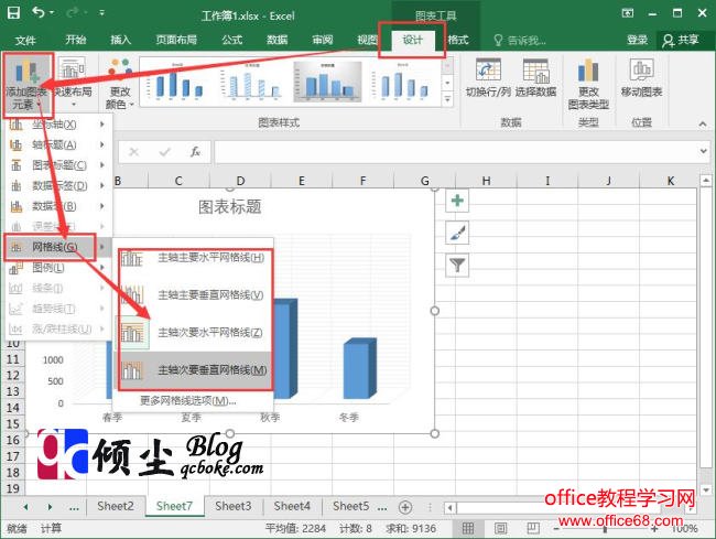 Excel 2016中的Excel图表设置网格线的方法图解教程1
