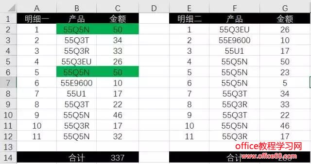 手把手教你Excel两列数据快速核对 图解教程及技巧3