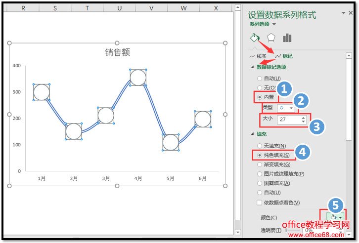 Excel折线图系列产生在行