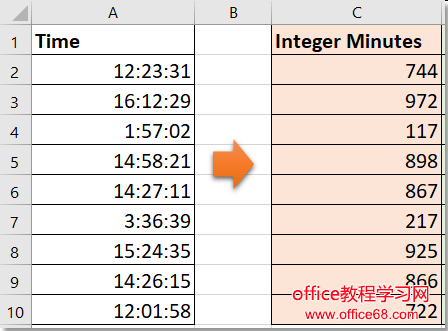 如何在Excel中将时间转换为整数小时或分钟?