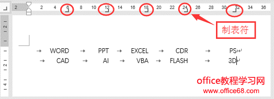 Word制表位的使用方法
