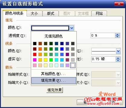 “设置自选图形格式”对话框