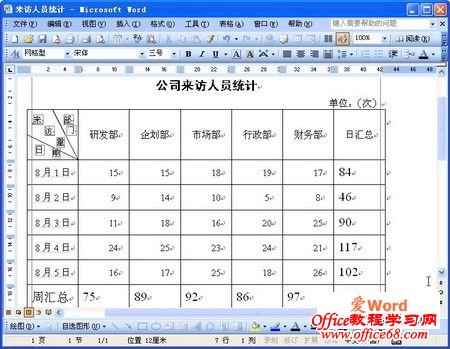 Word2003表格的简单计算功能2