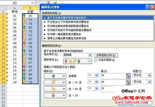 使用excel2010中的图标集设置所有单元格的格式 使用excel2010中的图标集设置所有单元格的格式