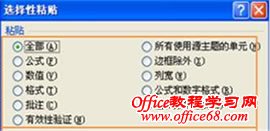Excel中粘贴方式区域各项功能说明