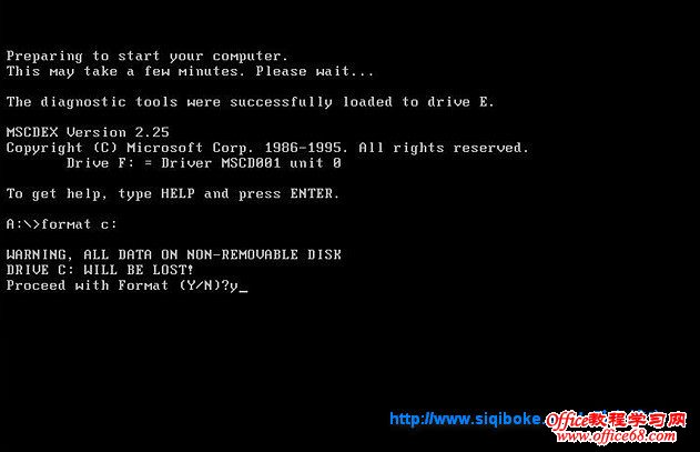 点击“y”确认格式化操作