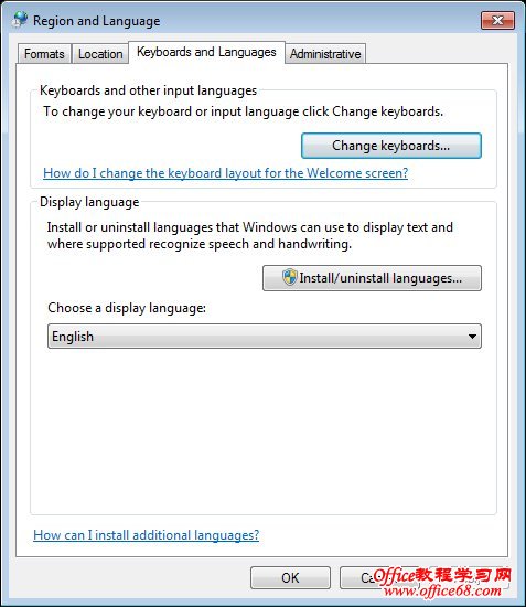Windows 7切换显示语言