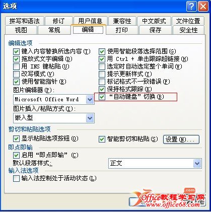 如何设置Word自动调整中英文输入法的方法2