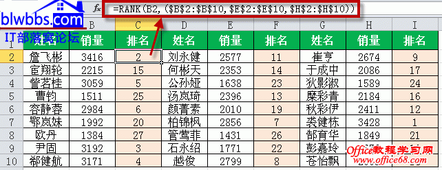 如何用excel排名