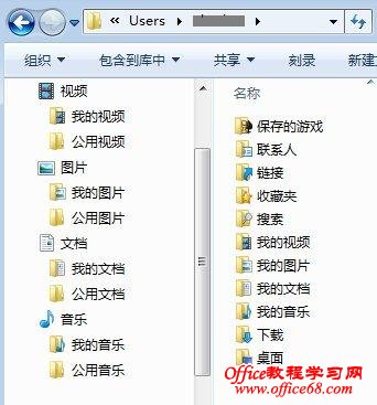 Windows 7库用户文件夹