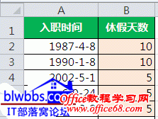 excel 年休假
