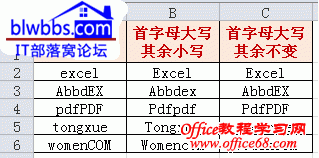 excel 首字母大写