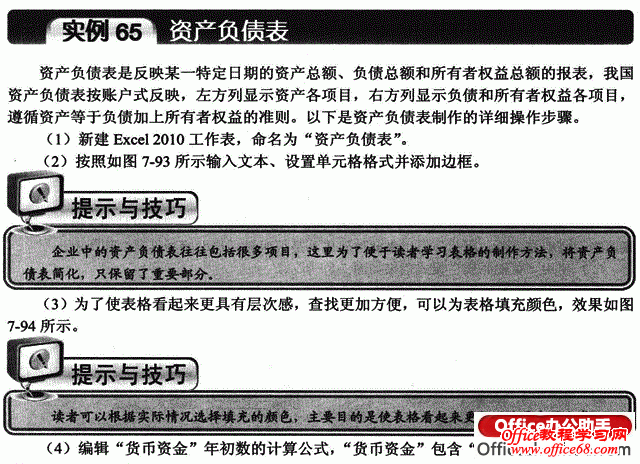 图文详解如何利用Excel 2010制作资产负债表