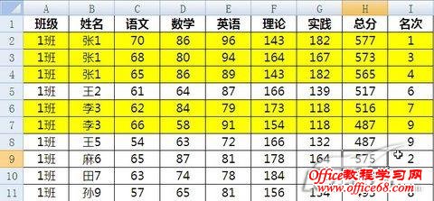 Excel 2003查找重复姓名方法两则_网页教学网webjx.com整理