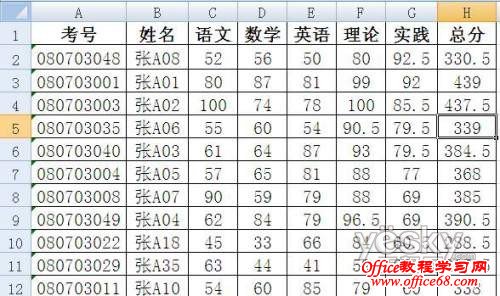 巧用Excel2007函数为考试成绩单分数段