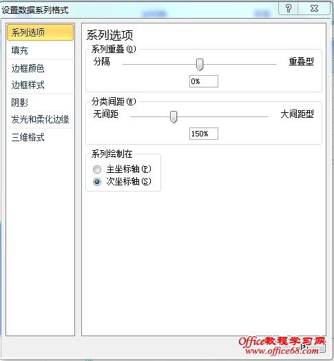 系列调整到次坐标轴