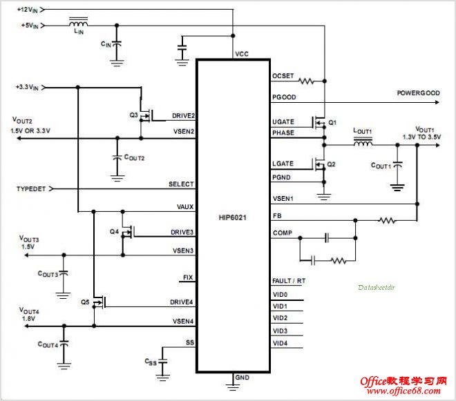 公版HIP6021电源IC电路图 公版HIP6021电源IC电路图