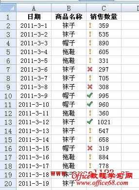 如何在Excel2007条件格式图标集中仅让最大最小值显示图标