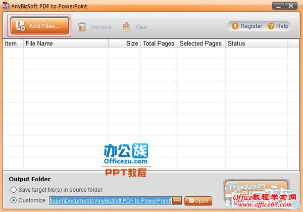 点击上面的Add Files按钮