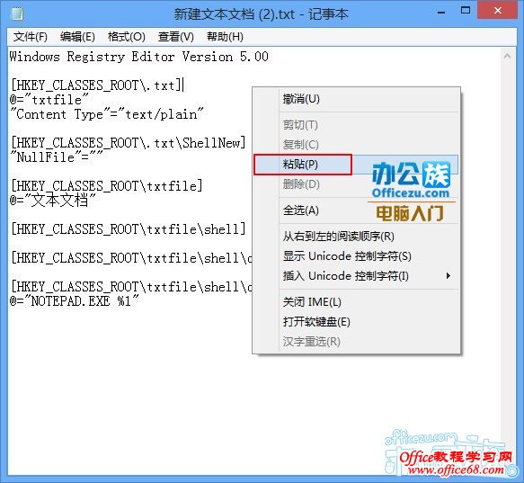 将代码粘贴到记事本中