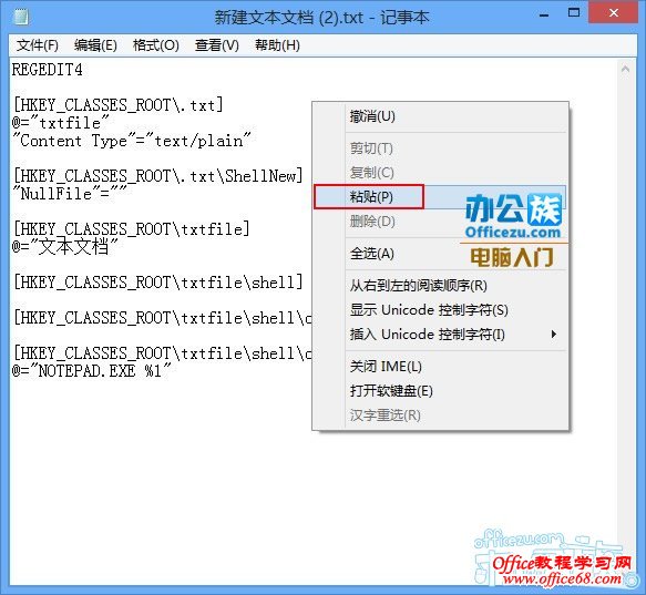 粘贴复制的代码到记事本