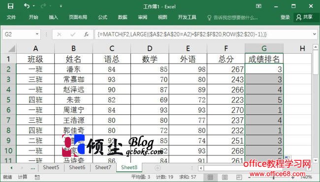 使用Excel2016对数据进行排名的四种方法