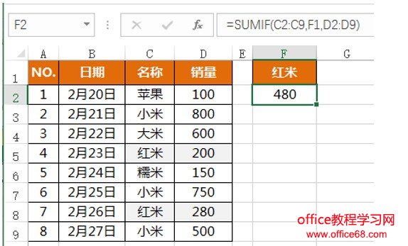 计算某一个单元格中名称的销量总额