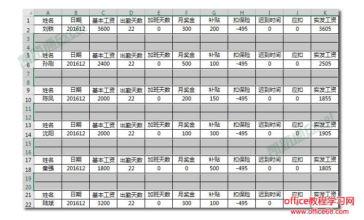 Excel制作工资条:全民学Excel
