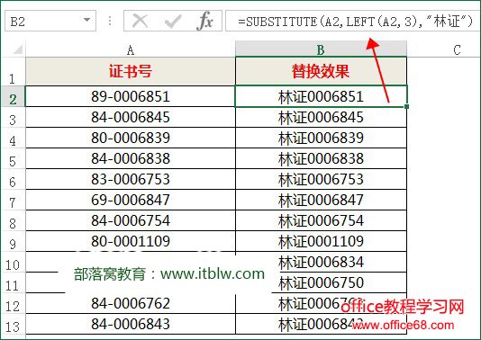 SUBSTITUTE查找替换函数